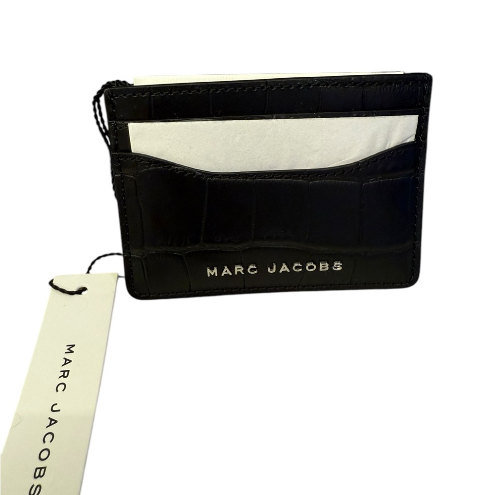 Marc Jacobs Black Croc-Embossed Leather Card Holder